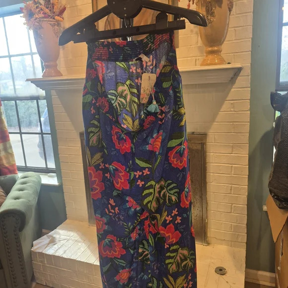 Johnny Was Blue Floral Wide_Legged Xl Striking Flowy Pants. Elastic Waist. - Picture 8 of 8
